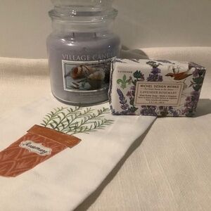 Village Candle & MDW bar soap with FREE tea towel bundle-NWT